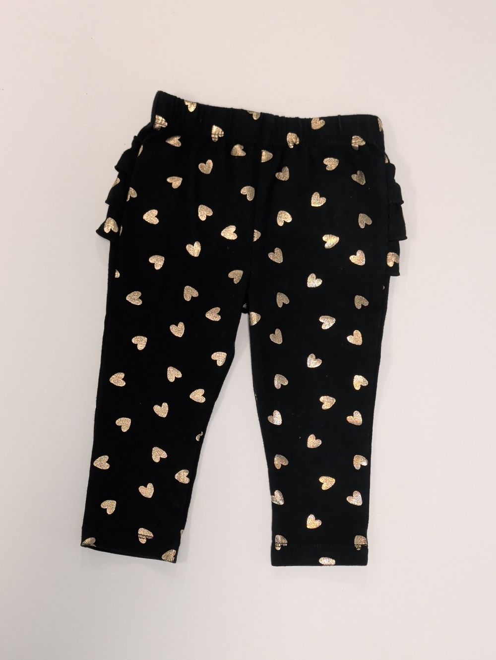 Cat & Jack Black Leggings with Gold Heart Pattern